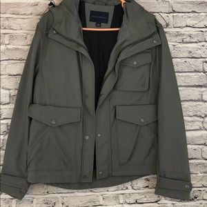 Hooded men’s fancy military style jacket